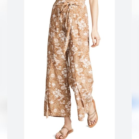 Faithfull the Brand Pants Etta Ditsy Floral Split Leg High Waist Wide Leg Small - Picture 3 of 15